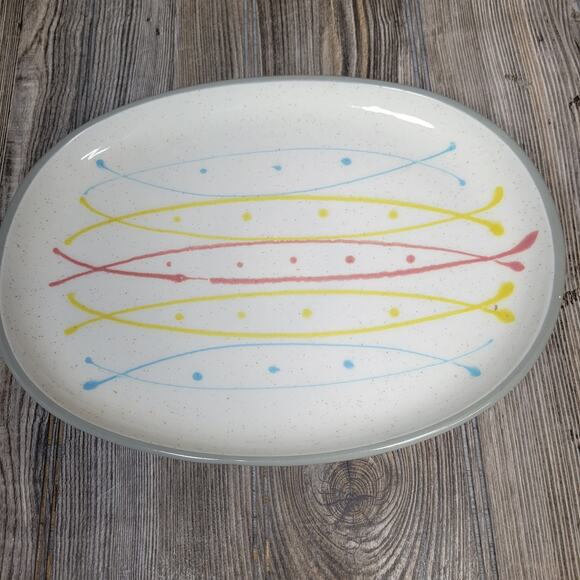 Vintage Harkerware Seafare Platter 11", Retro Kitchen, Harker Stone Oval Plate - Picture 2 of 5